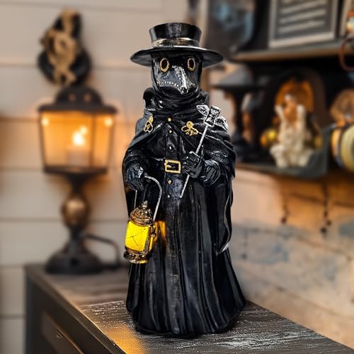 OrnamentallyYou Plague Doctor Creepy Home Figurine, 8" LED Haunted Halloween House Statue by OrnamentallyYou