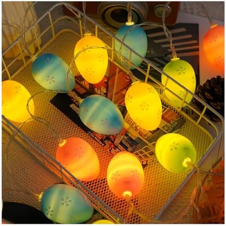 CAKERS Creative Easter Day String Lights|LED Warm White Copper Wire Lights|Hanging Fairy Lights for Bedroom Party Decor,Colorful Eggs,5m(16.4ft)-20LED-Solar by CAKERS