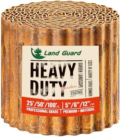 Land Guard Corrugated Garden Edging Border, 12" x 50' Landscape Paver Edging, Tall Landscape Edging, Fence for Garden, Flower Bed, Lawn and Landscape Edging (Rusty) by LandGuard