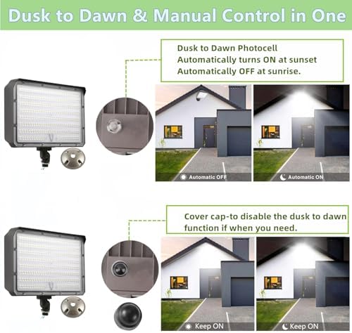 2PACK Outdoor 150W LED Flood Light with Knuckle & Plate, Dusk to Dawn 3000K/4000K/5000K 21000LM Commercial Floodlight Fixture, ETL LED Security Lighting for Landscape, Parking lot, Yard - Image 4