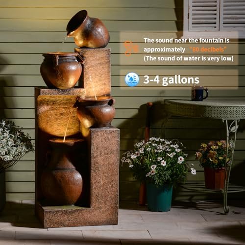 Resin Outdoor Water Fountain 4-Tier Jar Waterfall - Image 6