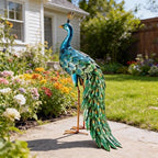 chisheen Outdoor Solar Peacock Decor Garden Statue Metal Yard Art Sculpture - Image 4
