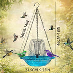 Solar Cascade Hanging Bird Bath Fountain, Metal Solar Powered Birdbath with Water Pump, Large Humming Birds Baths Fountains for Outdoor Garden Decor (Three-Tiered Fountain) - Image 6