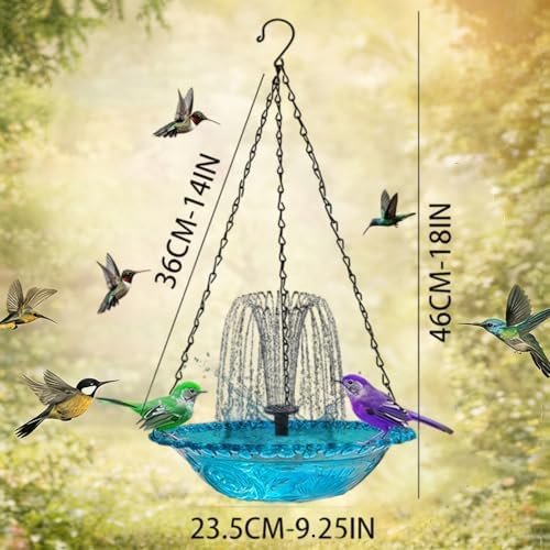 Solar Cascade Hanging Bird Bath Fountain, Metal Solar Powered Birdbath with Water Pump, Large Humming Birds Baths Fountains for Outdoor Garden Decor (Three-Tiered Fountain) - Image 6