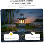 Pagoda Lantern Pagoda Garden Statue, Resin Solar Japanese Lantern, Decorative Zen Garden Landscape for Yard Patio Lawn, Style1 - Image 4
