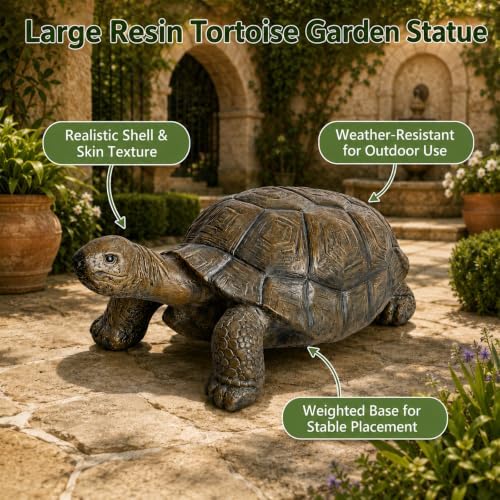 Large Resin Tortoise Garden Statue, Weatherproof Outdoor Statue - Image 3