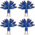 Wrought Iron Peacock Decoration Set of 4, 17 Inch Metal Garden Statues with Colorful Feathers, Rustic Outdoor Yard Art Ornaments for Patio Lawn Home, Easy Assembly, Weather Resistant by Kaichenyt