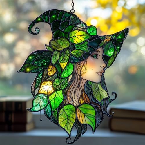Leafy Witch Acrylic Suncatcher by AVAGAN