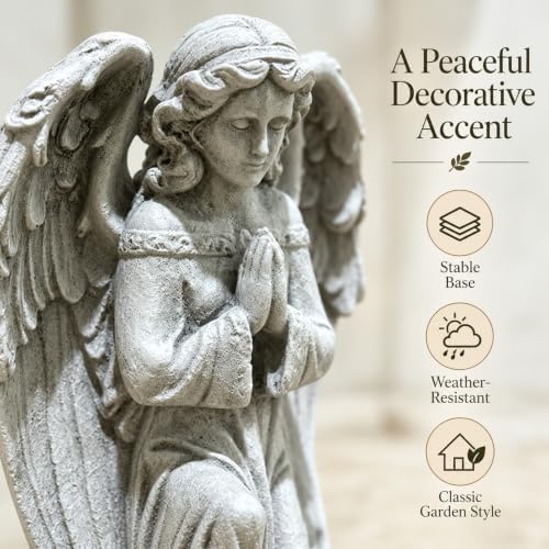 16.73 Inch Praying Angel Garden Statue, Weatherproof Cherub Sculpture - Image 4