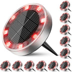 Peasur Solar Ground Lights Outdoor, 12 Pack Flat Solar Powered Disc Lights, IP68 Waterproof, Anti-Rust, Landscape Lighting for Pathway Garden Yard Lawn Walkway Landscape Driveway, Red by Peasur