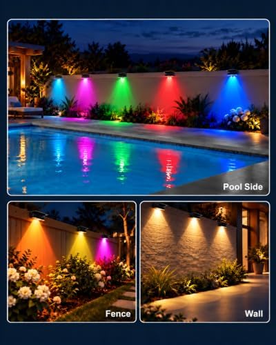 EGOBOO Solar Fence Lights Outdoor, 10 Lighting Modes RGB Color Changing - Image 6