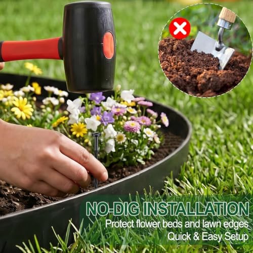 Landscape Edging Border, 2 in x 100 ft No Dig Garden Border, 150 Spikes - Image 3