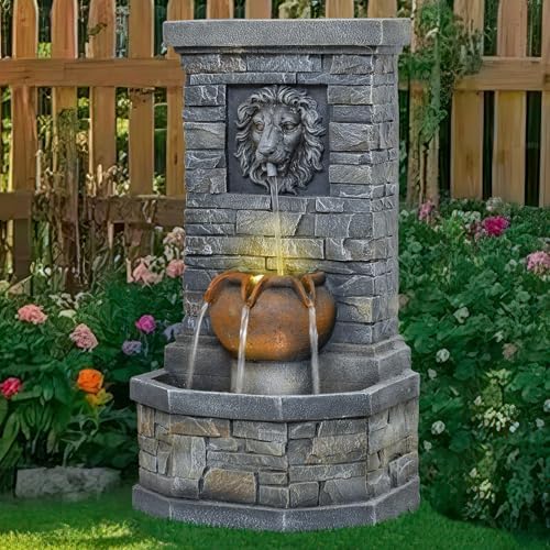 26'' Outdoor Water Fountain for Garden Patio with LED Lights Water Feature - Image 6