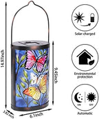 Butterfly Solar Lantern Outdoor Waterproof Hanging Glass Garden Light - Image 2