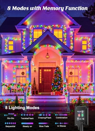 Brightown 4 Pack Solar Christmas String Lights Outdoor, Total 288Ft 800 LED - Image 3