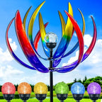 70 in Large Wind Spinners Outdoor, Solar Wind Sculpture, Violet Blue by RARAXUAN