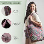 Maison d' Hermine Shopping Bags Cotton Quilted Tote Bag with Zipper Pockets - Image 5