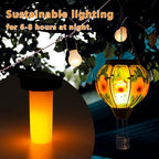 STARSOUL Hummingbird Solar Hot Air Balloon Lantern with Flickering Flame, Hanging Solar Lantern Outdoor Waterproof, Hot Air Balloon Solar Light Decorations for Garden Yard Lawn Porch Porch Backyard - Image 6