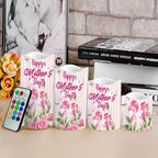 DHappy Mothers Day Flameless Candle with Remote Control Electric LED Pillar Candle Timer Color Changing Long Lasting Pack of 4 Battery Candles Mothers Day Deor - Image 4