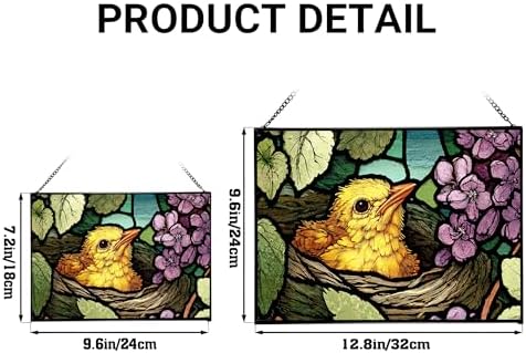 Chick Emerging from Nest in Spring Rectangular Stained Glass Suncatcher – Hanging Window Panel with Animal & Nature Scene – Vibrant Glass Art Gift for Wildlife, Fantasy, Nature Lovers vvIbID - Image 4