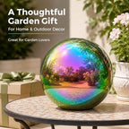 Gazing Ball Garden Mirror Outdoor - 10Inch Outside Decorative Globe Rainbow - Image 7