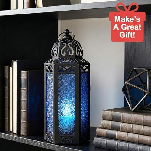 Vela Lanterns Decorative Indoor Moroccan Candle Holder, Cobalt, M, 2-Pack - Image 3