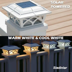 SIEDiNLAR Solar Post Cap Lights Outdoor Glass 2 Color Modes White (4 Pack) - Image 2