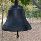 GTPBAO Front Door Iron Cast Hanging Bells, Antique Black Ringing Doorbell, Handcrafted Service Bell for Outdoor Garden Villa Cafe(Bell 30cm/11.8in) - Image 3