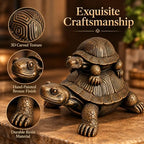 19" Bronze Resin Turtle Statue, Mother Baby Tortoise Yard Garden Decor - Image 3