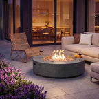 COSIEST 42 inch Outdoor Propane Fire Pit Coffee Table w Concrete Round Base Patio Heater, Certified, 50,000 BTU Stainless Steel Burner, Free Lava Rocks, Wind Guard, Rain Cover, Gray - Image 2