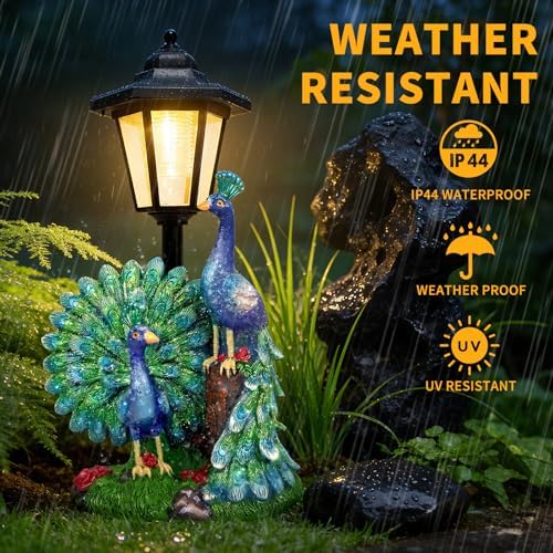 Solar Peacock Decor Outdoor, Garden Statue with Lantern - Image 6
