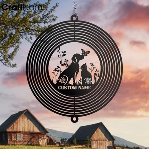 Personalized Dog and Cat Metal Wind Spinner, Garden Spinner Hanging Indoor Outdoor Decor, Perfect House Warming Gifts New Home, Custom Gift for Grandmother, Mom, Wife, Daughter - Image 3