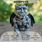 OLOMA Gothic Winged Gargoyle Concrete Statue Garden Outdoor Fantasy Decor Mythical Beast Rustic Sculpture Medieval Mythical Lawn Yard Patio Halloween Ornament Weather Proof Fantasy Accent Gift - Image 3