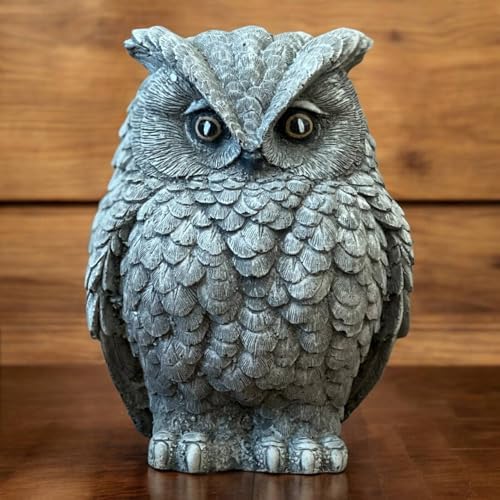 Painted Night Owl Statue Detailed Owl Sculpture Backyard Art Wild Life Decoration Cement Night Owl by Unknown