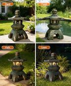 Nacome Solar Pagoda Lantern Garden Statue Zen Asian Janpases Decor - Image 7