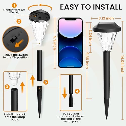 GIGALUMI 16 Pack Solar Lights Outdoor Waterproof, Solar Garden Lights - Image 3