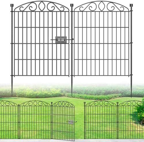 12 Panel No Dig Decorative Garden Fence with Gate 30" H x 22.72'L for Dogs by Bilibompa