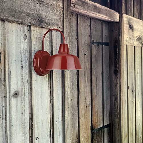 Design House Mason Farmhouse Gooseneck Barn Light, Outdoor Exterior Porch or Patio Wall Light Fixture, Rustic Red, 8 Inch Diameter, 1-Pack, 520559 - Image 6