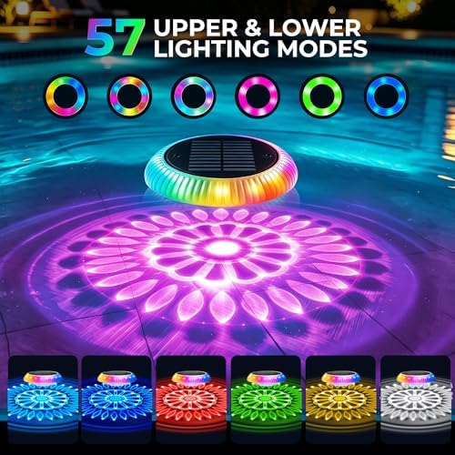 COXSENI Solar Floating Pool Lights 6.4", RGB Top & Bottom Glow, 2 Pack - Image 2