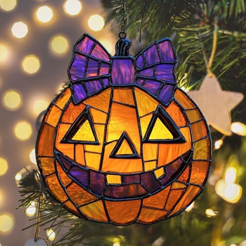 Jack-o'-Lantern Purple Tie Acrylic Suncatcher - Image 6