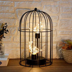 JHY DESIGN Birdcage Decorative Lamp Battery Operated 12" H Cordless Table Lamp with Warm White Fairy Lights Bird Bulb for Indoor Bedroom Living Room Home Wedding Xmas(Black) - Image 6