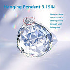 2 Pieces 80mm/3.15 Inch Clear Cut Crystal Prisms Suncatcher,Hanging Rainbow Pendants Glass Sphere Faceted Gazing Ball for Home Décor,Office,Garden Decoration,Super Sparkly and Flawless - Image 2