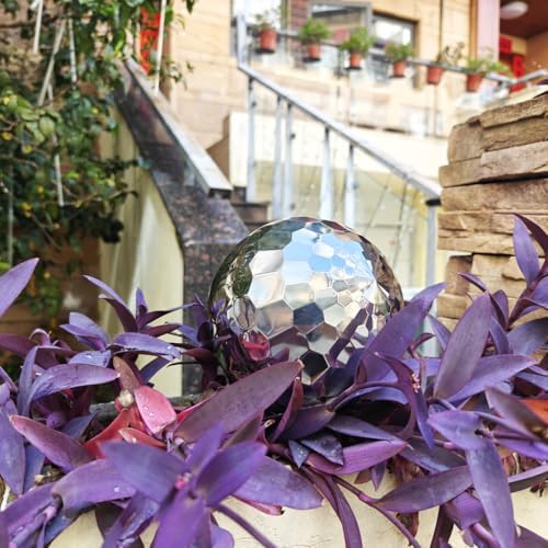 304 Stainless Steel Gazing Ball Sculptures Diamond Ball Decoration Mirror Hollow Decor Ball Reflective Garden Sphere Hollow Metal Ball Ornament Statues Gazing Globe for Home Garden (10 inch) - Image 6