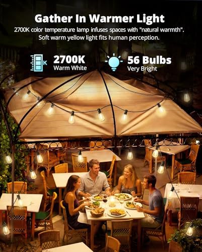 Outdoor String Lights 120FT, Outdoor Party Light with 58 Edison Lights Bulb - Image 4