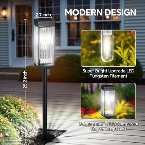 ELECLINK Solar Pathway Lights Outdoor, 6 Pack Upgraded Solar Lights Outdoor Waterproof, Bright Up to 15 Hrs Auto On/Off Garden Light for Yard Patio Lawn Path Walkway Driveway Outside Decor(Cool White) - Image 4