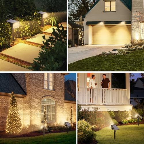 Tadyreal Solar Spot Lights Outdoor 6 Pack, [46 LED/3 Modes] Solar Landscape Spotlights Waterproof, 2-in-1 Auto On/Off Solar Powered Lights for Outside Yard Garden Wall Pathway(Warm White) - Image 5