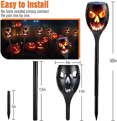 Toodour Solar Halloween Lights Outdoor, 4 Packs Solar Torch Light - Image 3