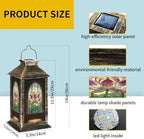 Solar Lantern Victorian Stained Glass Window Lotus Flower Outdoor Waterproof Garden Hanging Lantern Solar Powered Lighting Outside Table Lamp for Patio Deck Camping 1 Pack - Image 6