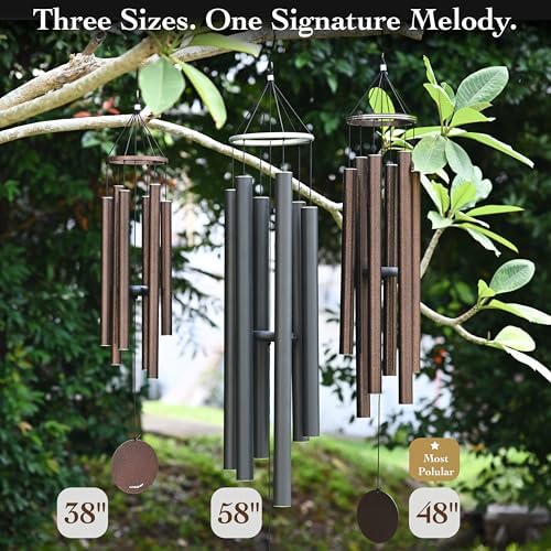 Extra Large Wind Chimes for Outside Deep Tone - 58'' Wind Chimes Outdoor Clearance, Deep Tone Chimes, Windchimes Outdoors, Memorial Wind Spinner, Sympathy Gift, Home Décor (Black) - Image 5