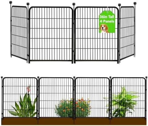 Getlay Garden Fencing 36 Inch High, 4 Panels Total 8.9 Ft(L) Dog Fence Outdoor for Yard, 4 One-Sided Plate, No Door, Anti Dig Fence Barrier, Dog Pen, Rabbit Fences, Garden Fences and Borders by Getlaygardenfence